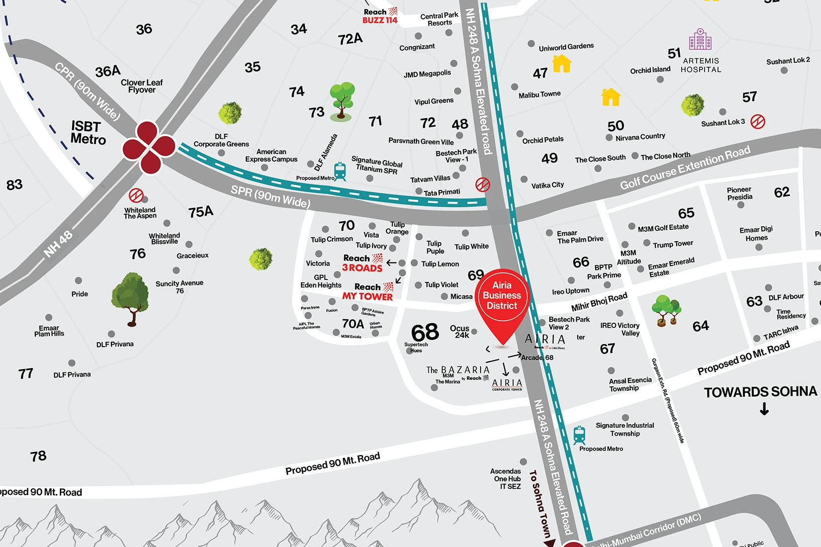 Reach Airia Business District Location Map