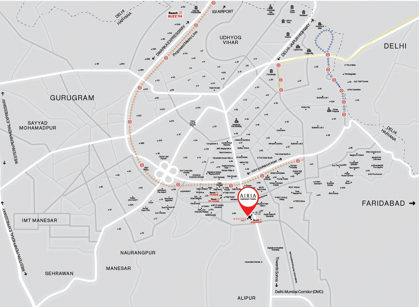 Reach Airia Corporate Tower Location Map